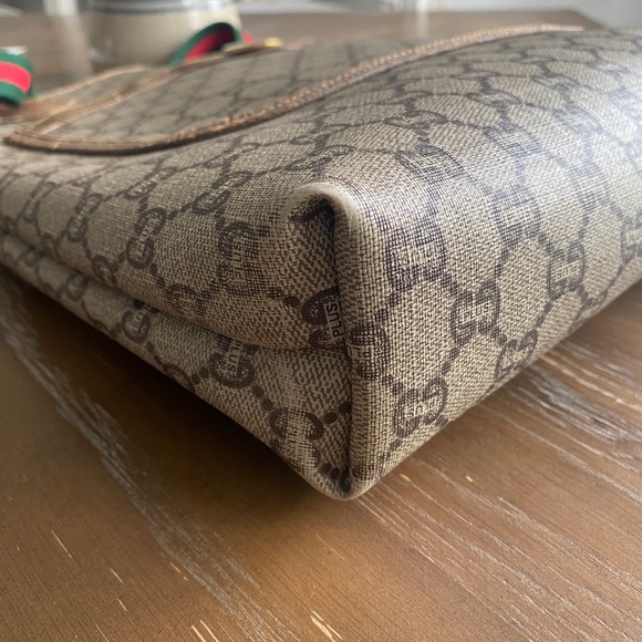 SOLD GUCCI Old Gucci Vintage GG Sherry Line Tote Bag PVC Leather Brown - Picture 7 of 16